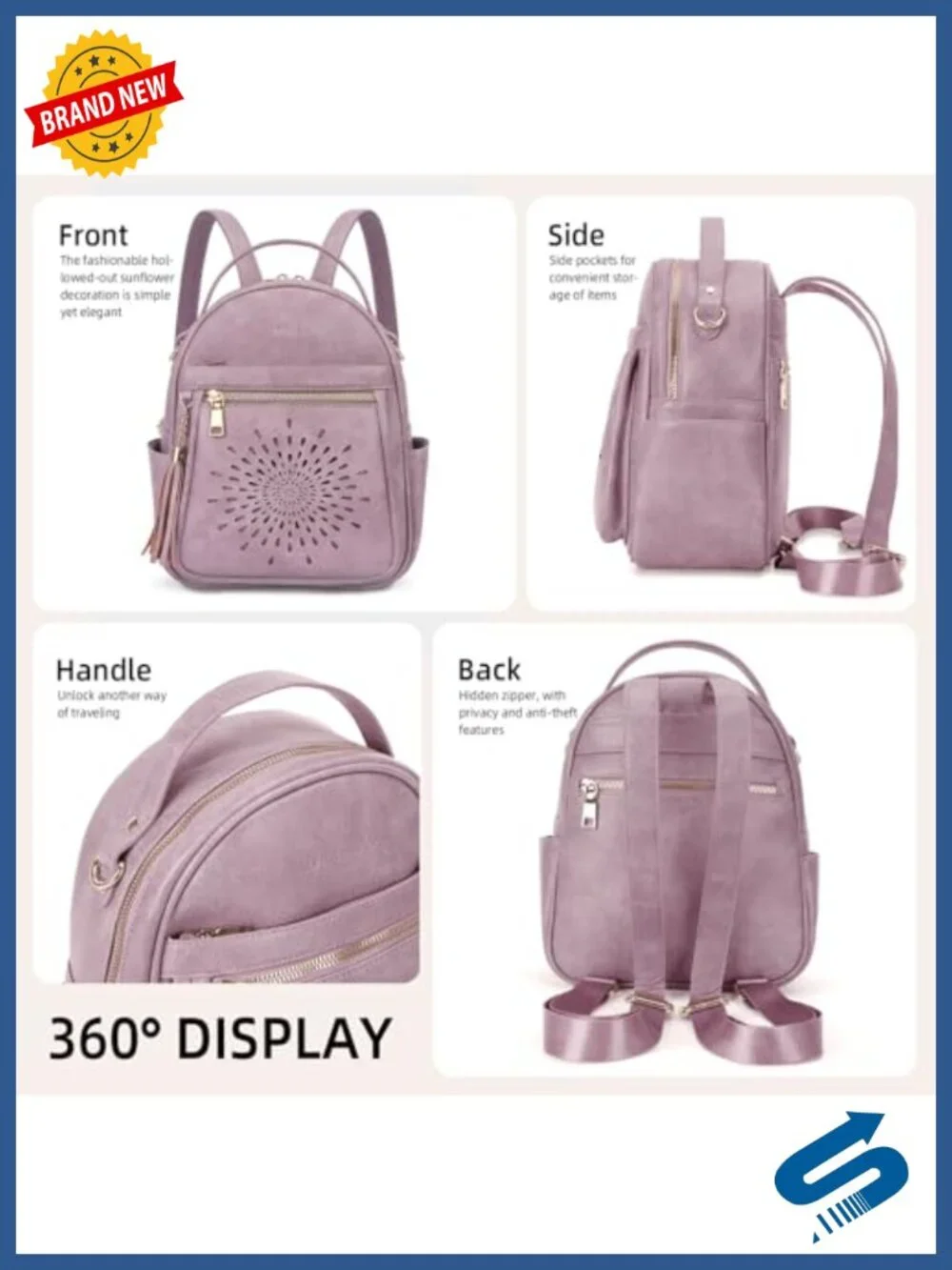 Women Mini Backpack Purse PU Leather Waterproof Convertible Travel Daypack